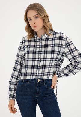 Kadın Lacivert Uzun Kollu Gömlek - 50283443013