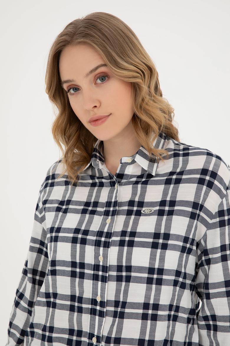 Kadın Lacivert Uzun Kollu Gömlek - 50283443013