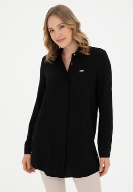 Kadın Siyah Uzun Kollu Gömlek - 50283570026