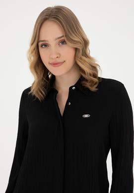 Kadın Siyah Uzun Kollu Gömlek - 50283570026