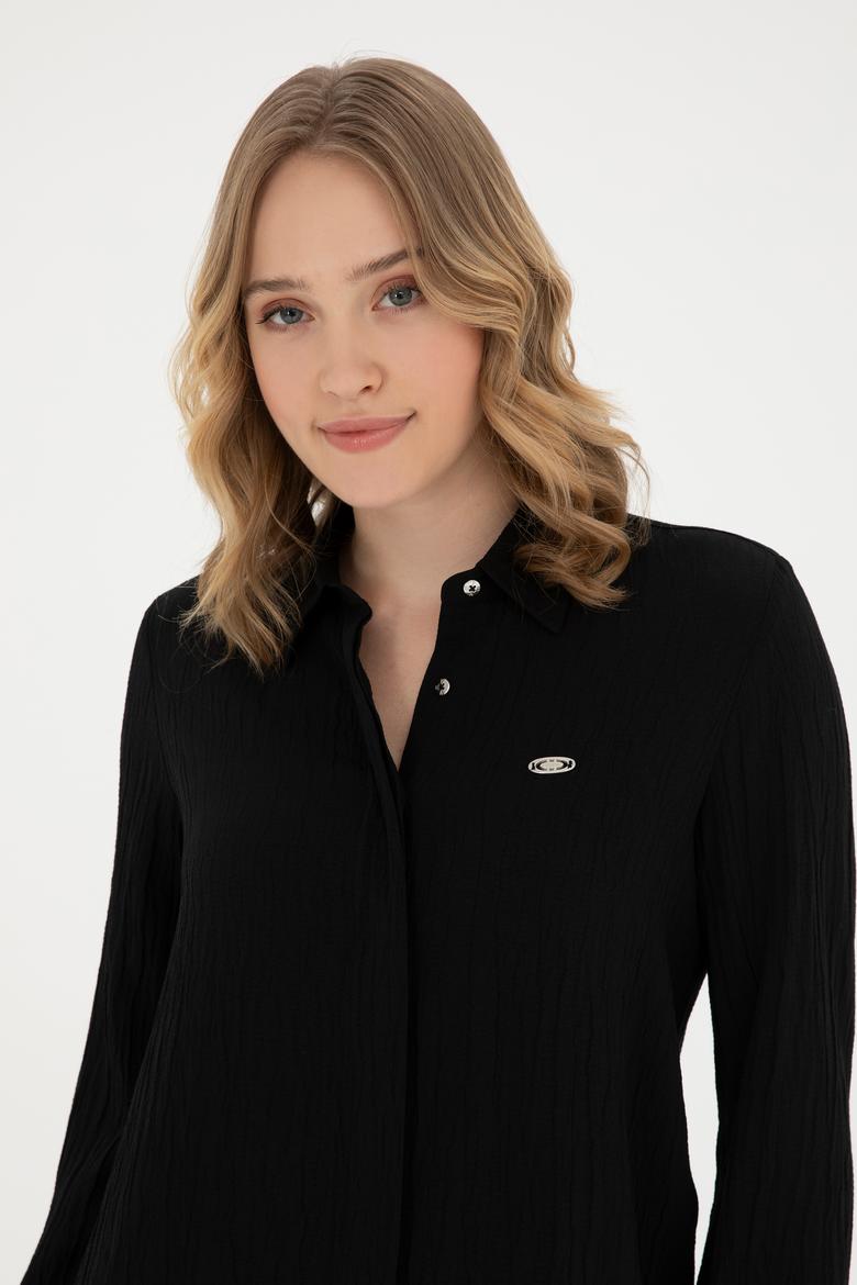 Kadın Siyah Uzun Kollu Gömlek - 50283570026