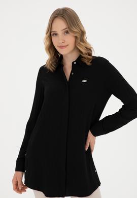 Kadın Siyah Uzun Kollu Gömlek - 50283570026