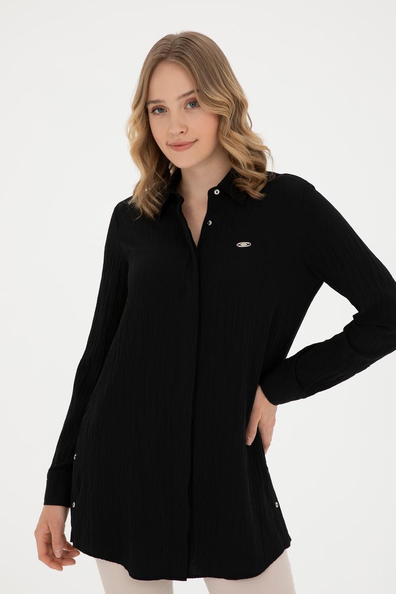 Kadın Siyah Uzun Kollu Gömlek - 50283570026