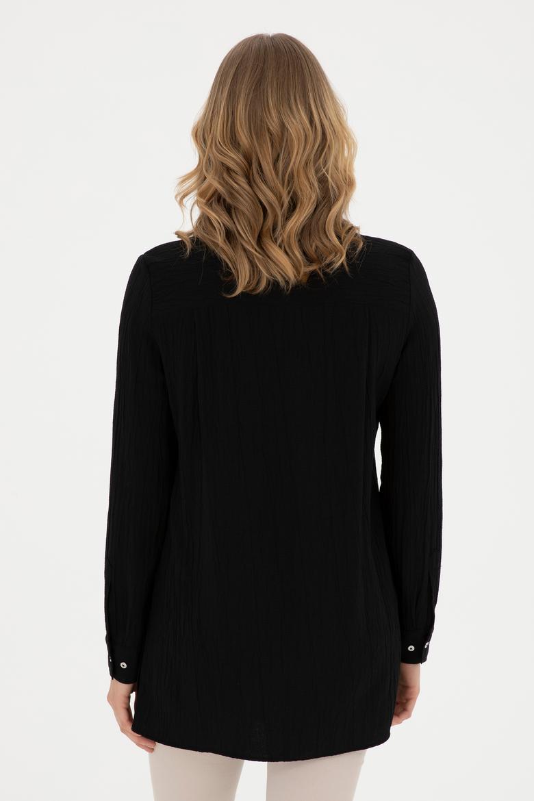 Kadın Siyah Uzun Kollu Gömlek - 50283570026