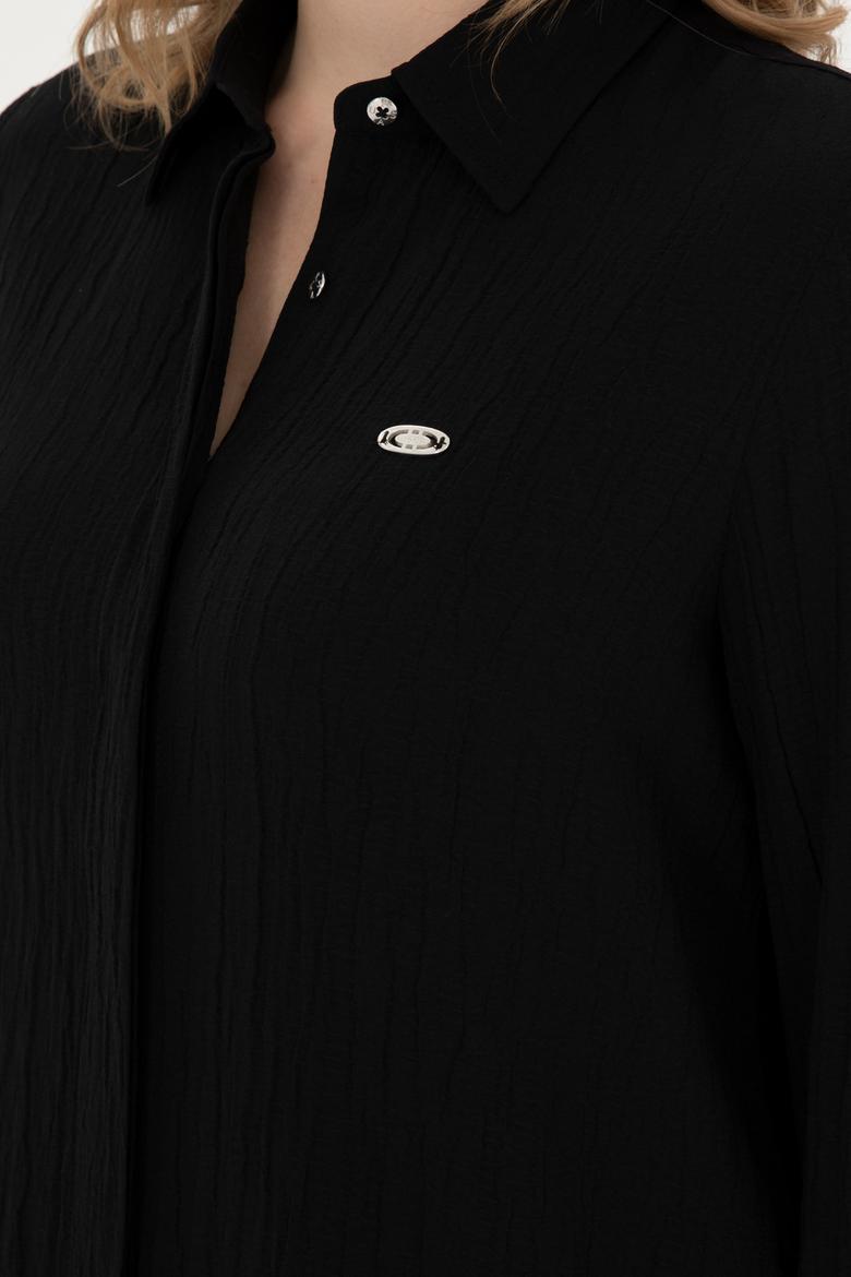 Kadın Siyah Uzun Kollu Gömlek - 50283570026