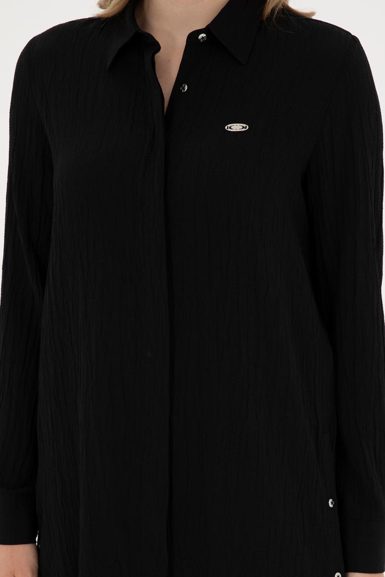 Kadın Siyah Uzun Kollu Gömlek - 50283570026