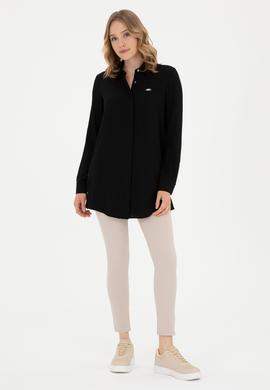 Kadın Siyah Uzun Kollu Gömlek - 50283570026