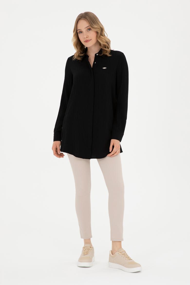 Kadın Siyah Uzun Kollu Gömlek - 50283570026