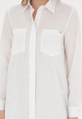 Kadın Ekru Uzun Kollu Gömlek - 50289198019