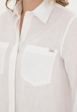 Kadın Ekru Uzun Kollu Gömlek - 50289198019