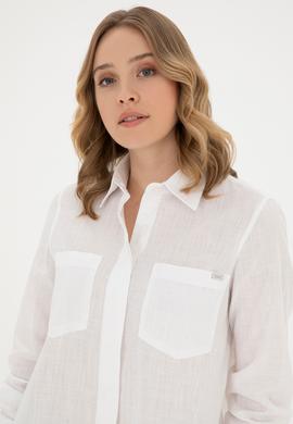 Kadın Ekru Uzun Kollu Gömlek - 50289198019