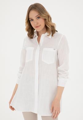 Kadın Ekru Uzun Kollu Gömlek - 50289198019