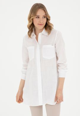 Kadın Ekru Uzun Kollu Gömlek - 50289198019