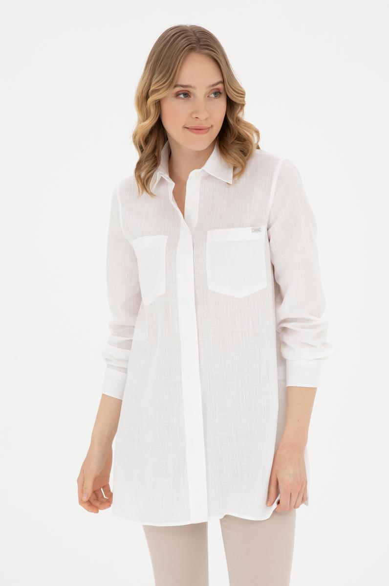 Kadın Ekru Uzun Kollu Gömlek