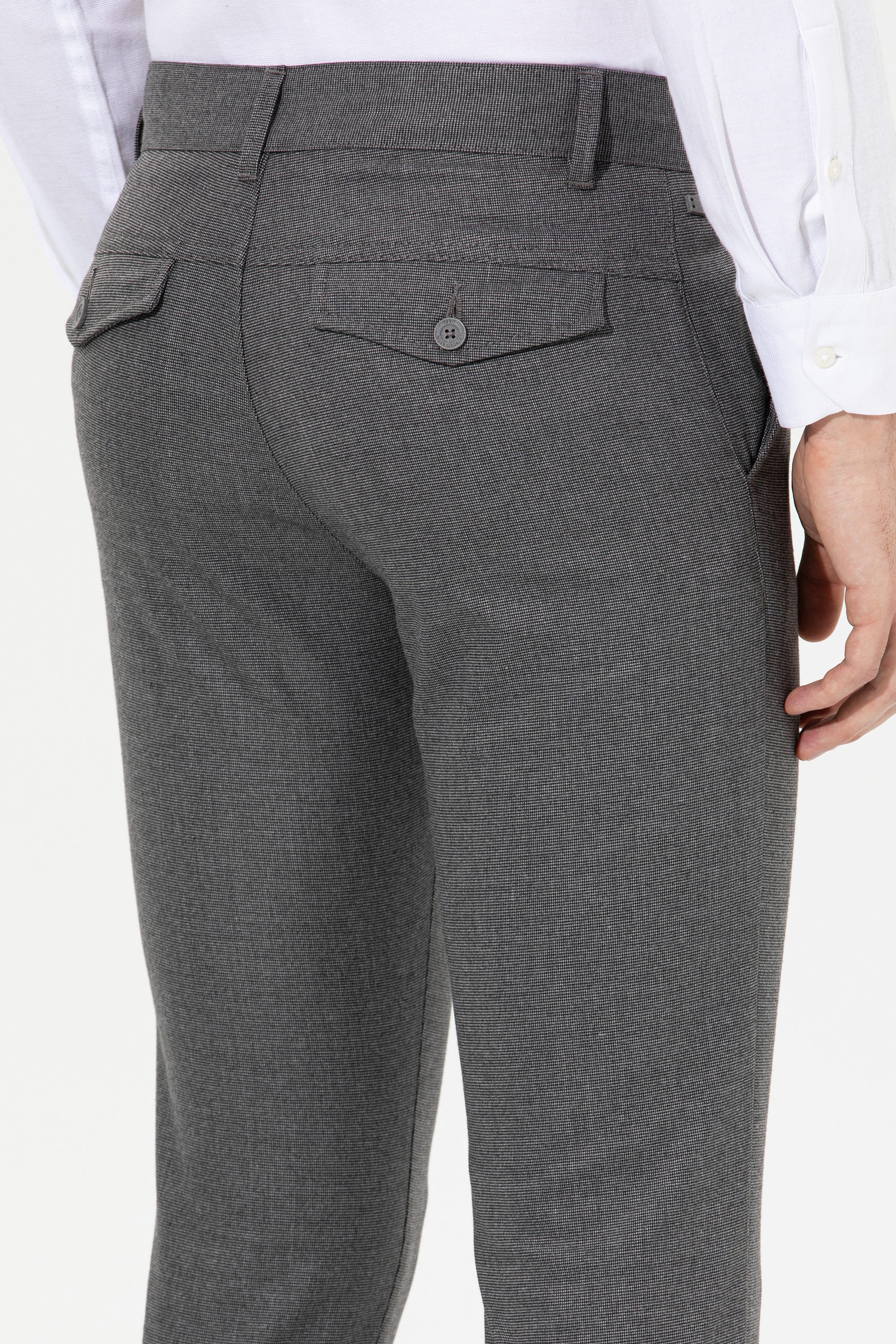 Erkek Slim Fit Gri Kanvas Pantolon
