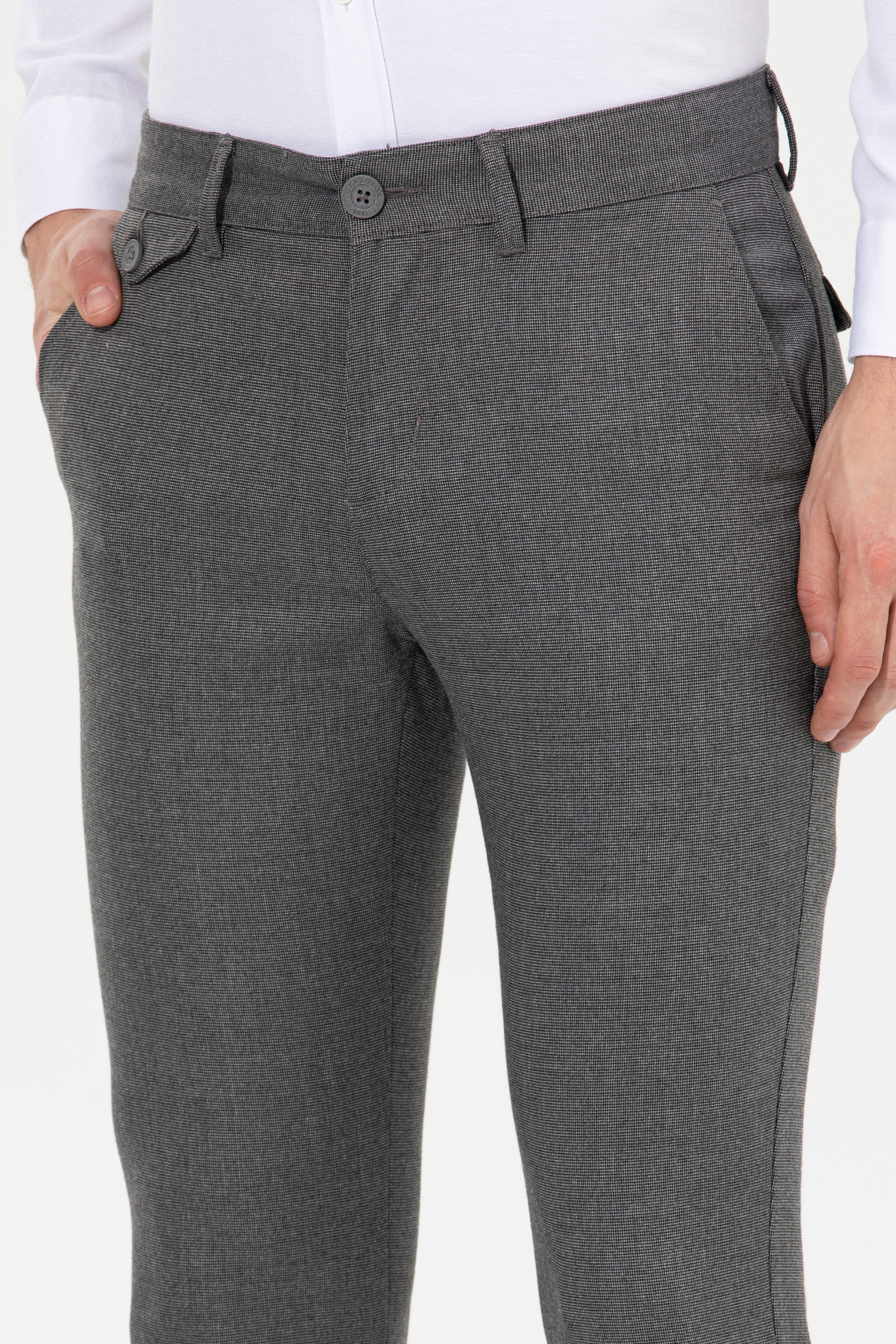 Erkek Slim Fit Gri Kanvas Pantolon - Image 5