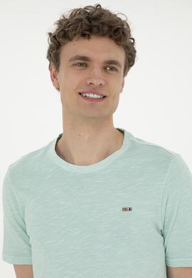 Erkek Su Yeşili Basic Tişört - 50263476122