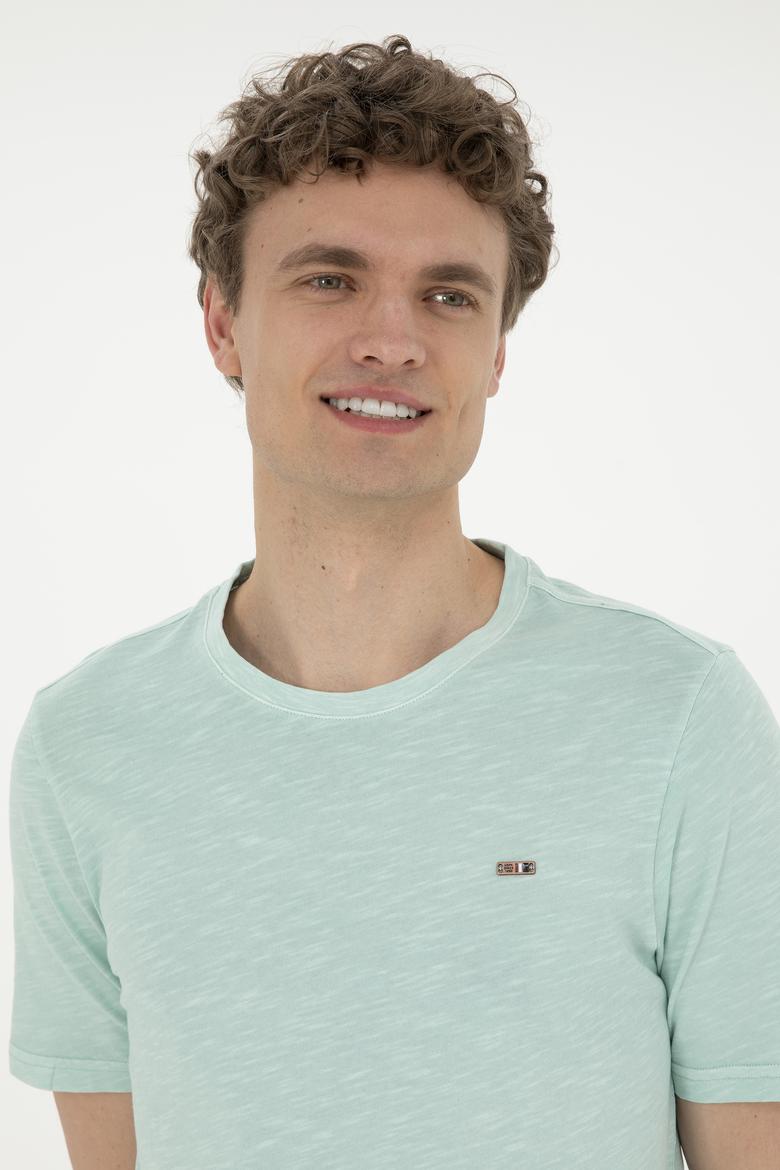 Erkek Su Yeşili Basic Tişört - 50263476122
