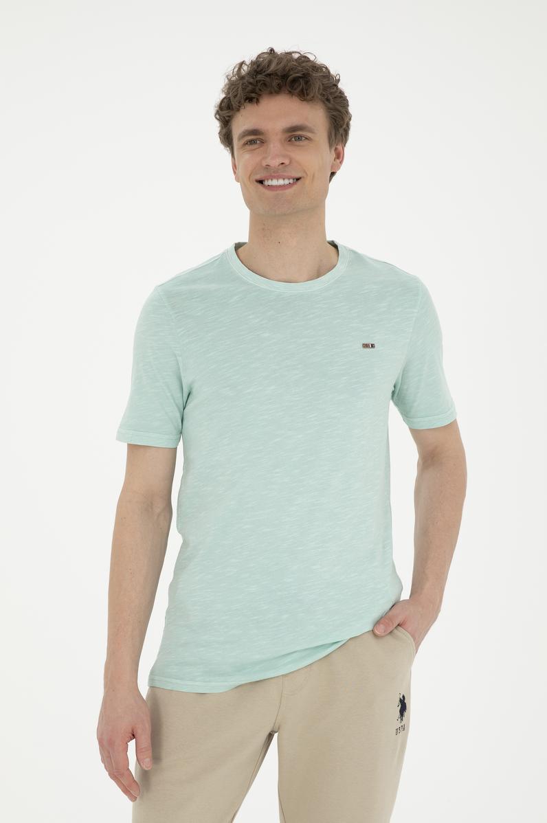 Erkek Su Yeşili Basic Tişört