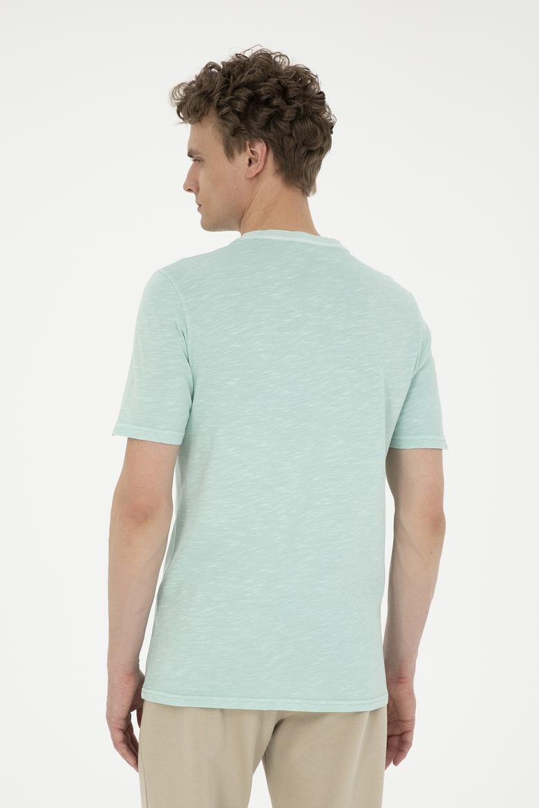 Erkek Su Yeşili Basic Tişört - 50263476122