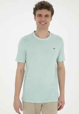 Erkek Su Yeşili Basic Tişört - 50263476122