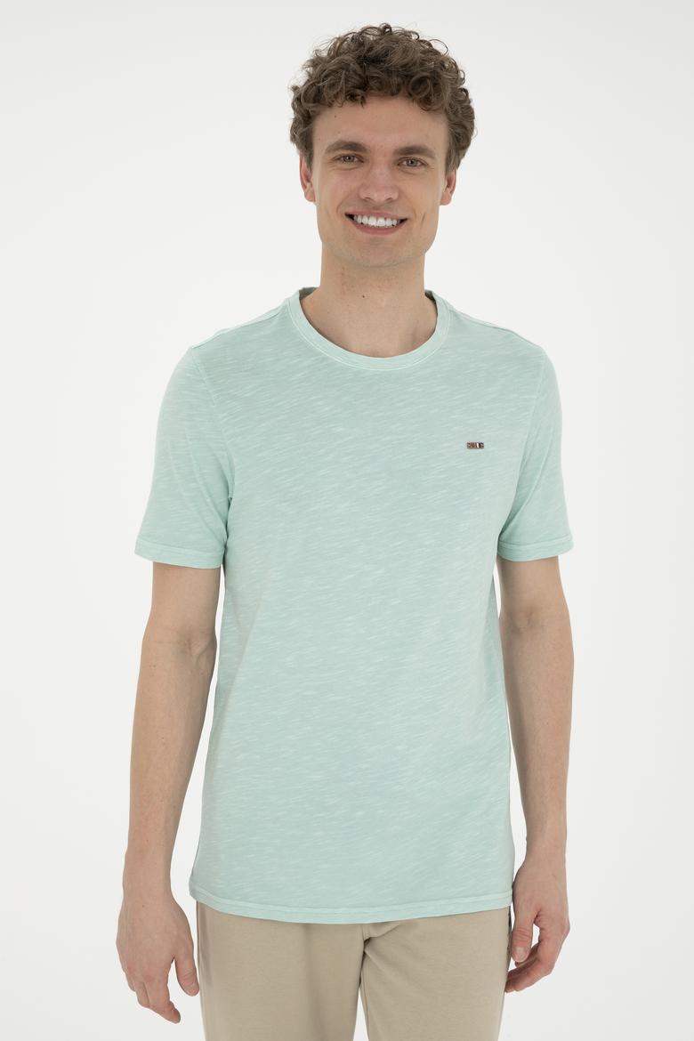 Erkek Su Yeşili Basic Tişört - 50263476122
