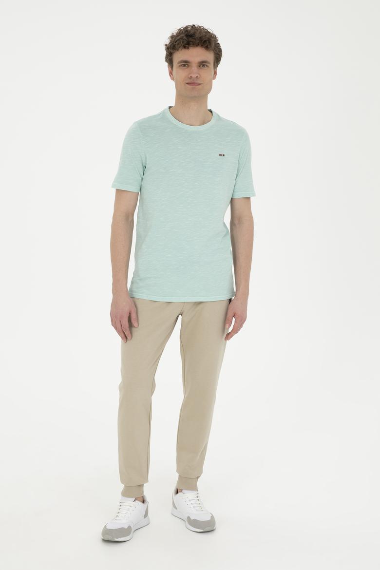 Erkek Su Yeşili Basic Tişört - 50263476122