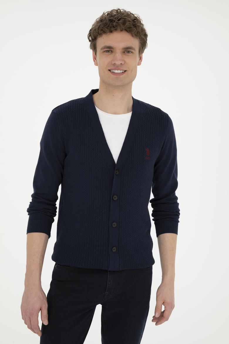 Erkek Lacivert Basic Triko Hırka - 50268936001