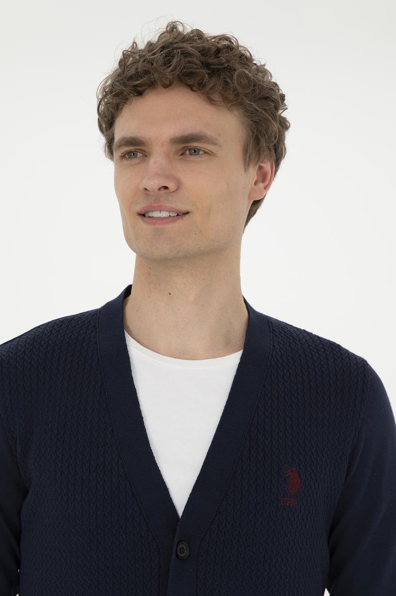 Erkek Lacivert Basic Triko Hırka