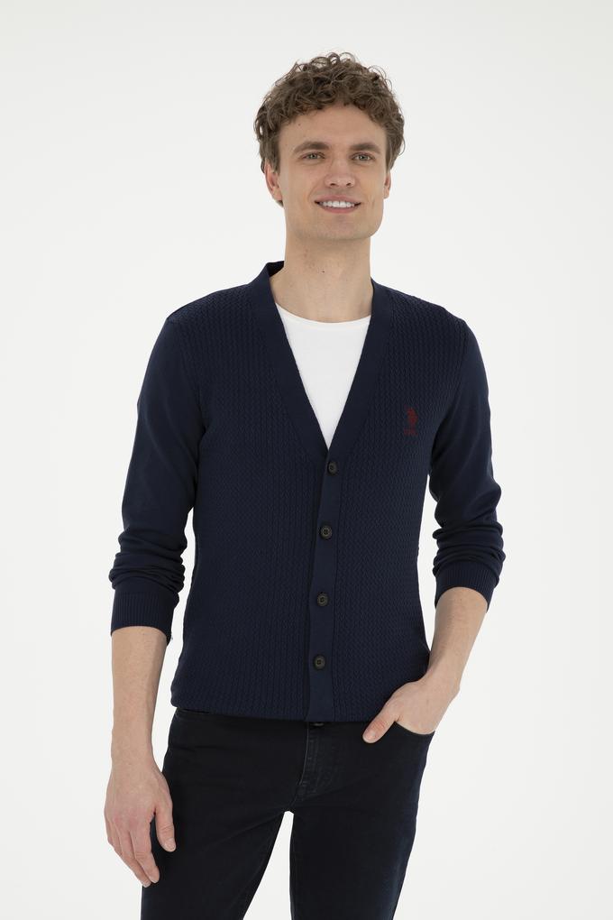 Erkek Lacivert Basic Triko Hırka