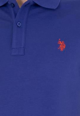 Erkek Slim Fit Polo Yaka Mavi Basic Tişört - 50279573367