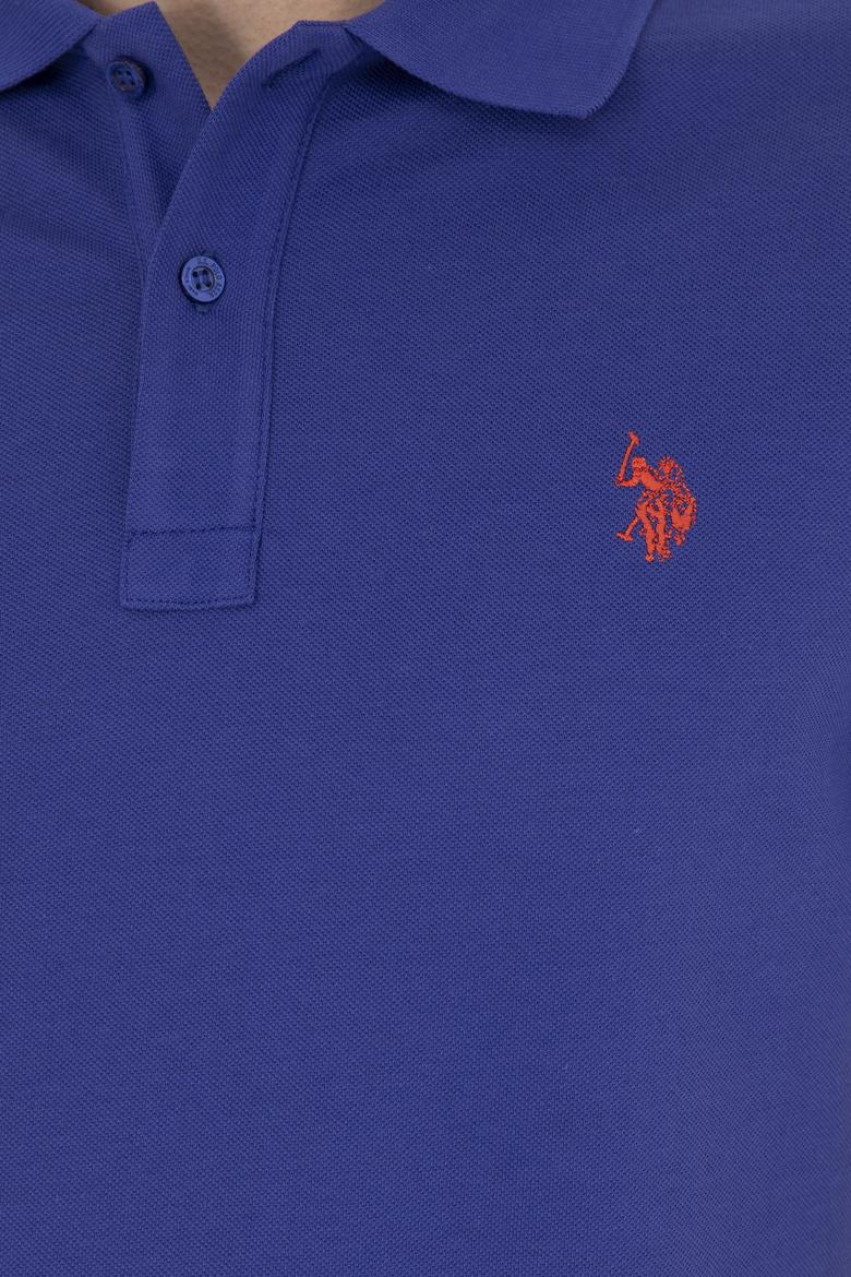 Erkek Slim Fit Polo Yaka Mavi Basic Tişört - 50279573367