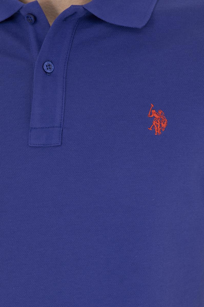 Erkek Slim Fit Polo Yaka Mavi Basic Tişört