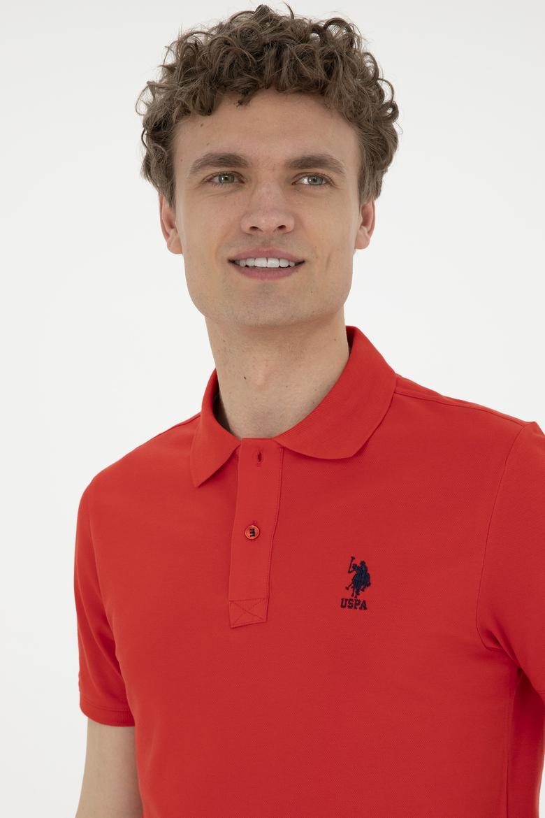 Erkek Slim Fit Polo Yaka Kırmızı Basic Tişört - 50279581065