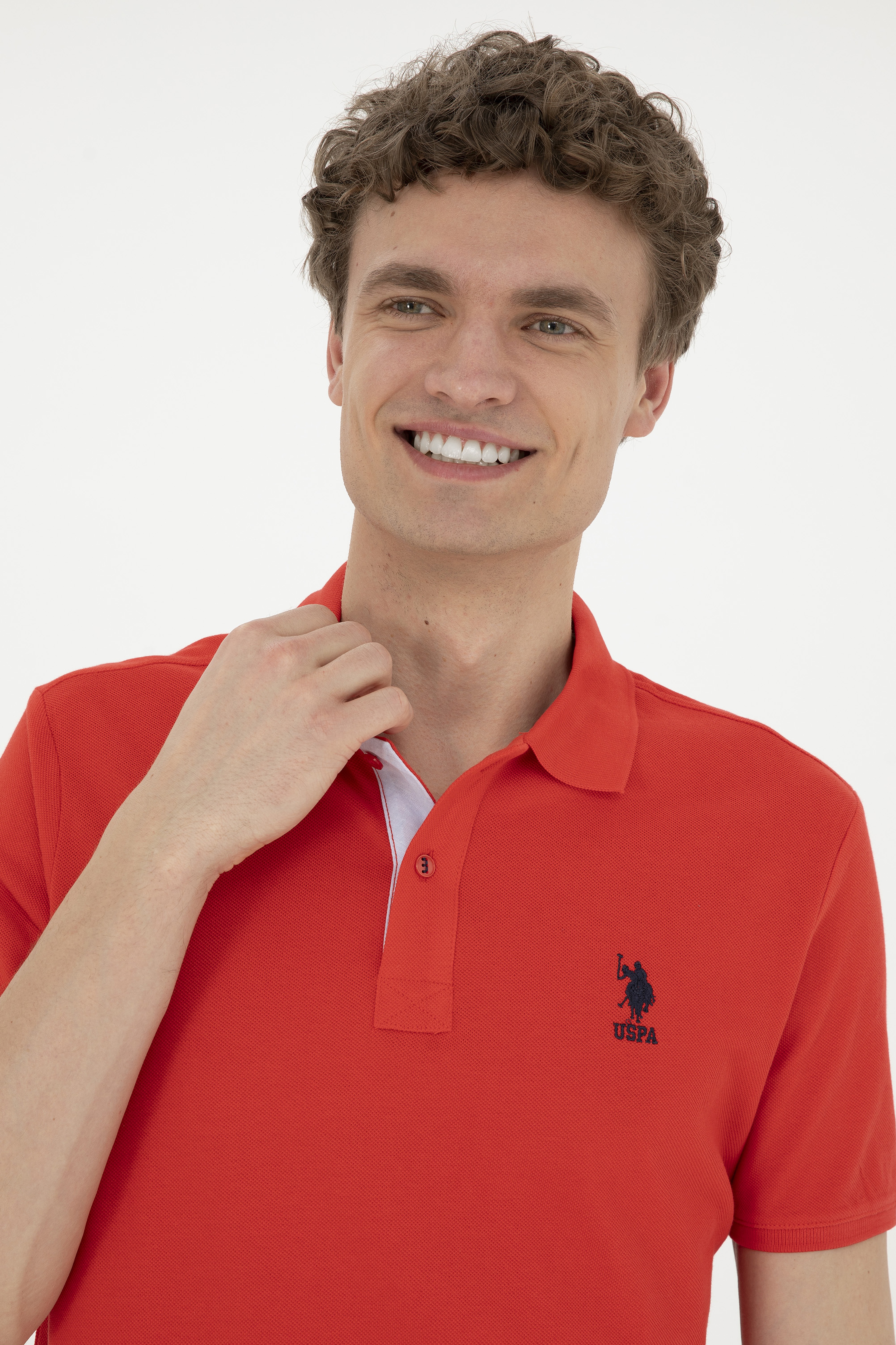 Erkek Regular Fit Polo Yaka Kırmızı Basic Tişört - Image 2