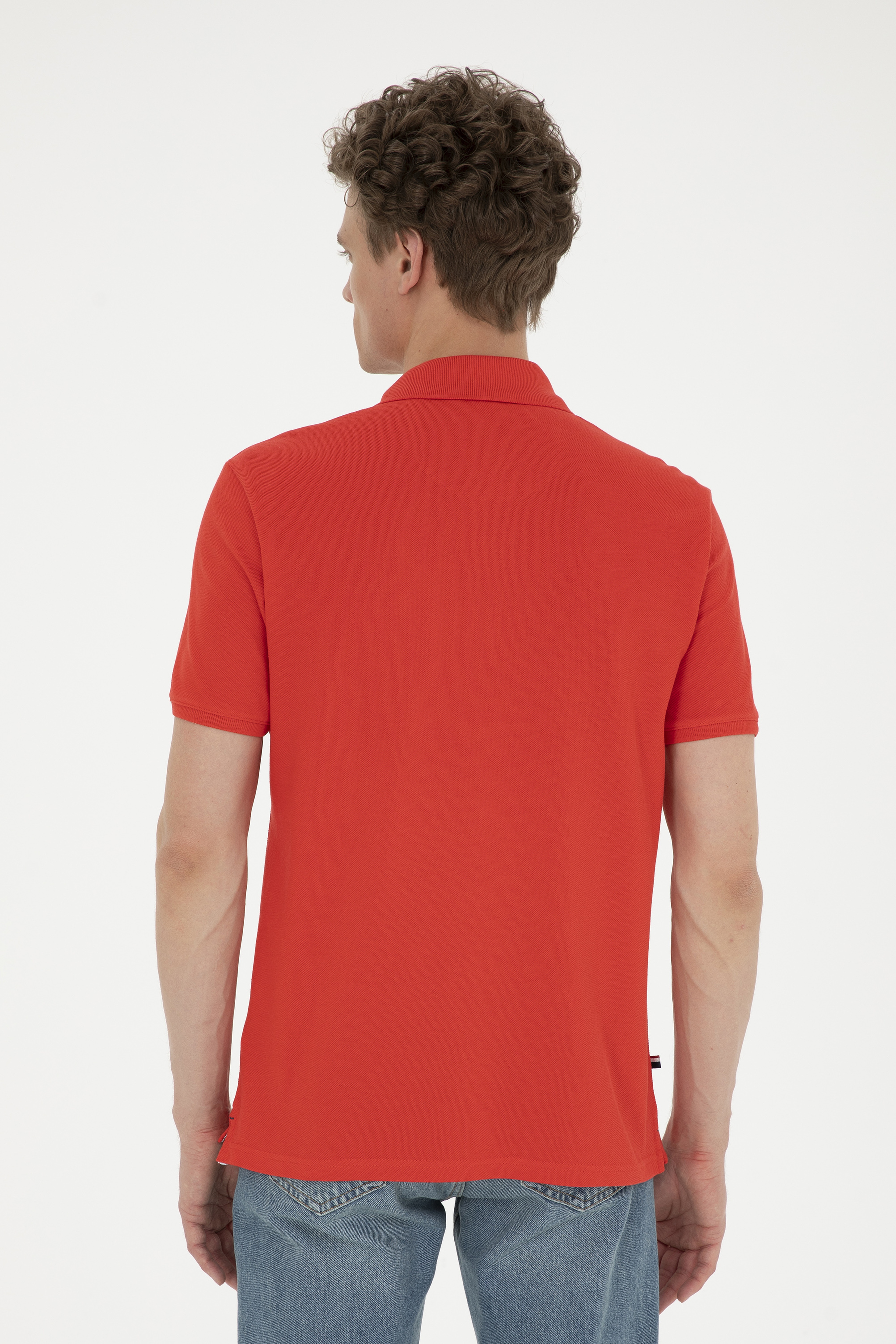 Erkek Regular Fit Polo Yaka Kırmızı Basic Tişört