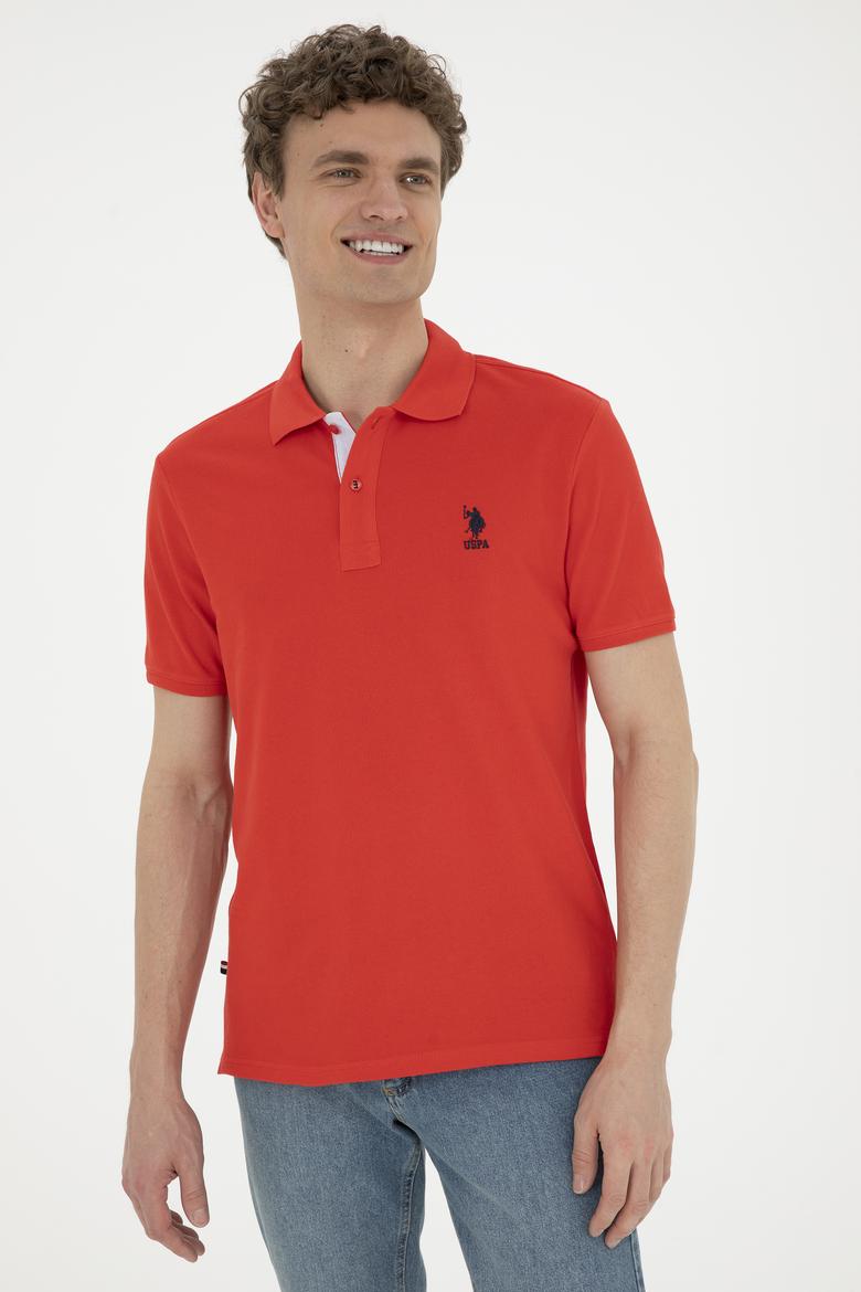 Erkek Regular Fit Polo Yaka Kırmızı Basic Tişört - 50279611128