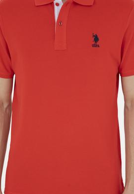 Erkek Regular Fit Polo Yaka Kırmızı Basic Tişört - 50279611128