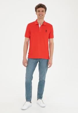 Erkek Regular Fit Polo Yaka Kırmızı Basic Tişört - 50279611128