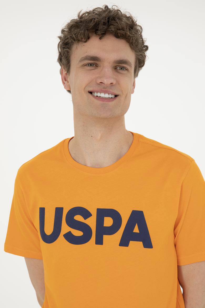 Erkek Regular Fit Bisiklet Yaka Turuncu Basic Tişört - 50279620098