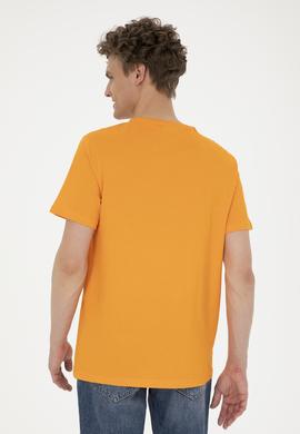 Erkek Regular Fit Bisiklet Yaka Turuncu Basic Tişört - 50279620098