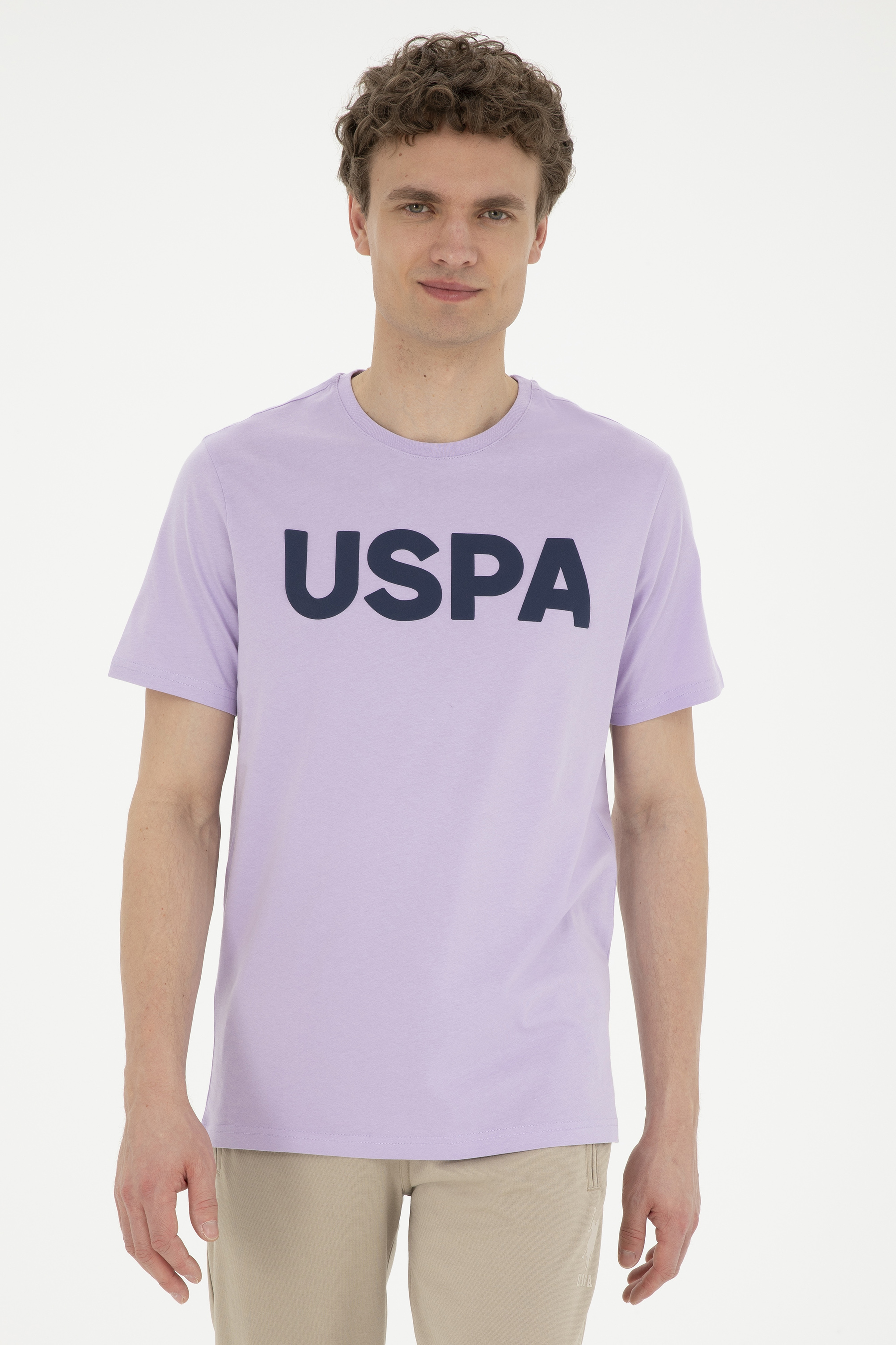 Erkek Regular Fit Bisiklet Yaka Lila Basic Tişört