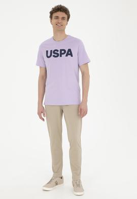 Erkek Regular Fit Bisiklet Yaka Lila Basic Tişört - 50279620258