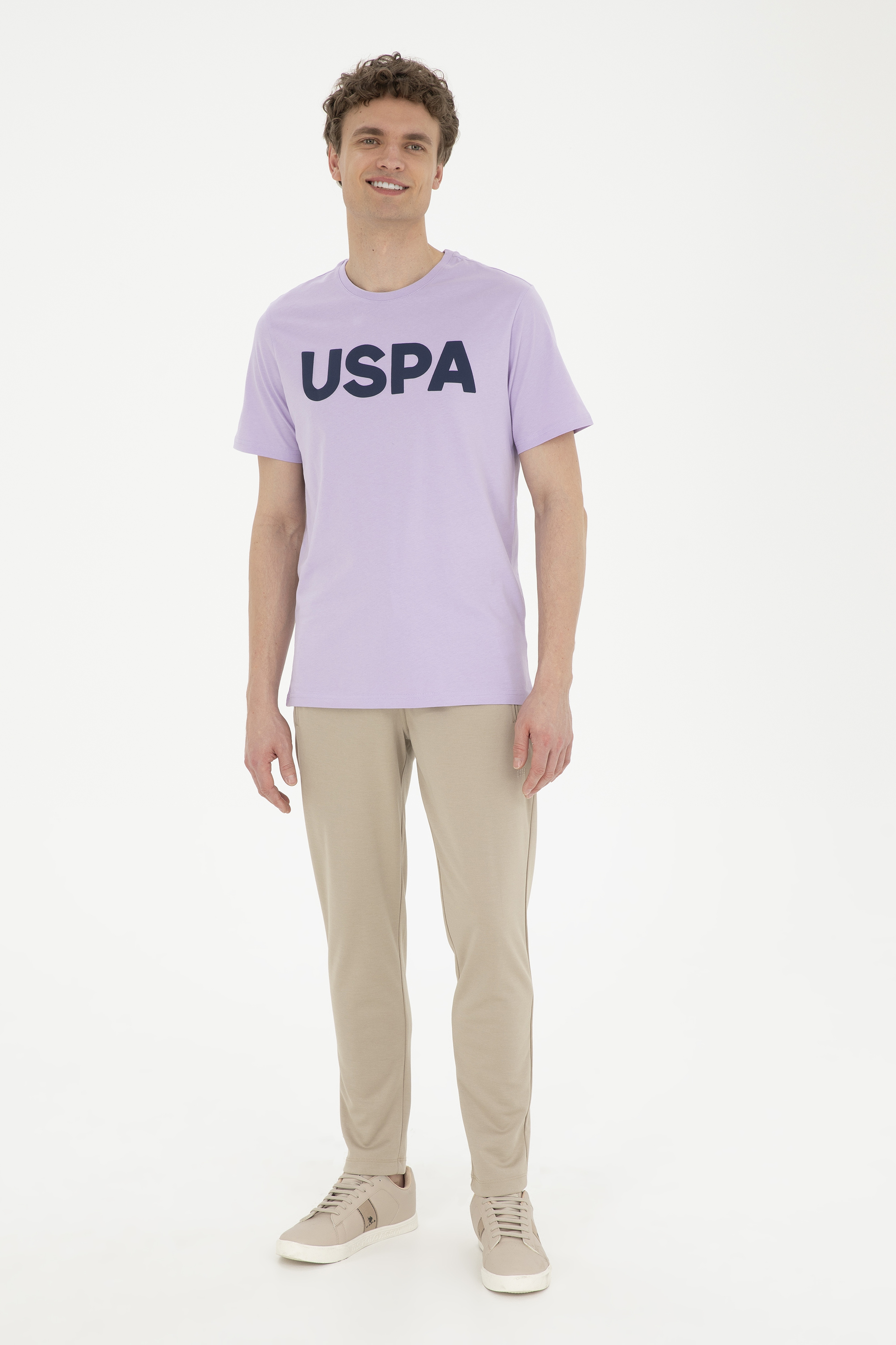 Erkek Regular Fit Bisiklet Yaka Lila Basic Tişört - Image 4