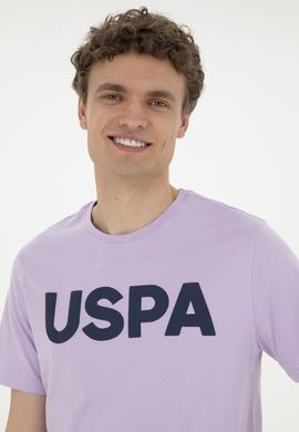 Erkek Regular Fit Bisiklet Yaka Lila Basic Tişört - 50279620258