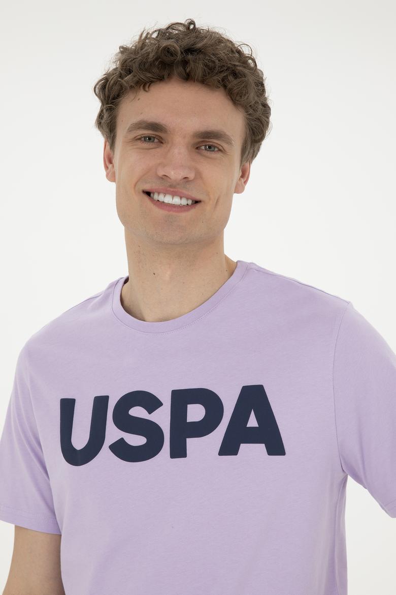 Erkek Regular Fit Bisiklet Yaka Lila Basic Tişört - 50279620258