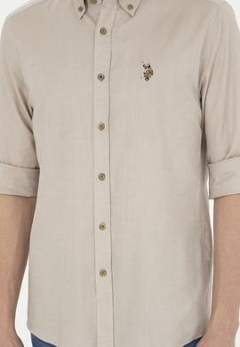 Erkek Haki Uzun Kollu Basic Gömlek - 50282610131