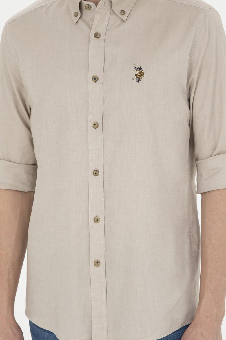 Erkek Haki Uzun Kollu Basic Gömlek - 50282610131