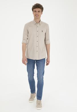 Erkek Haki Uzun Kollu Basic Gömlek - 50282610131
