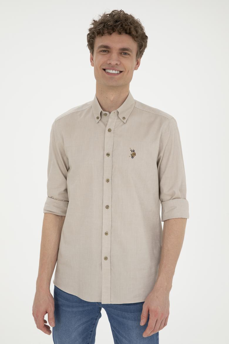 Erkek Haki Uzun Kollu Basic Gömlek - 50282610131